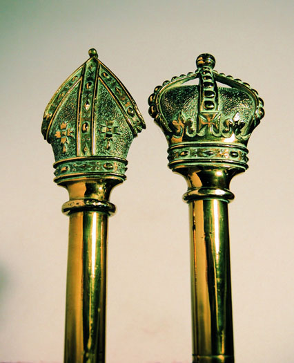 Two Churchwardens' brass wands