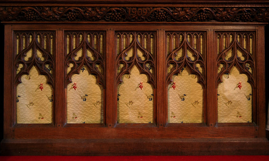Altar Frontal behind carved Altar Table