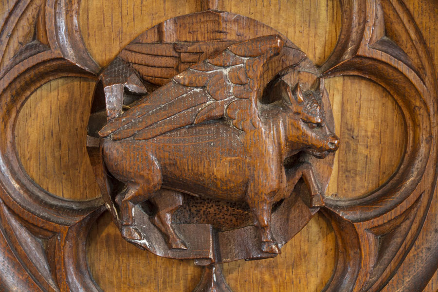 Pulpit carving, Winged Ox, representing St. Luke