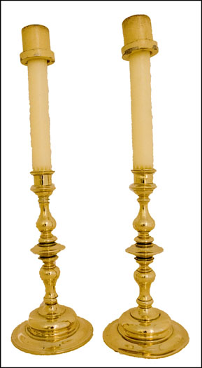 Pair of brass altar candlesticks