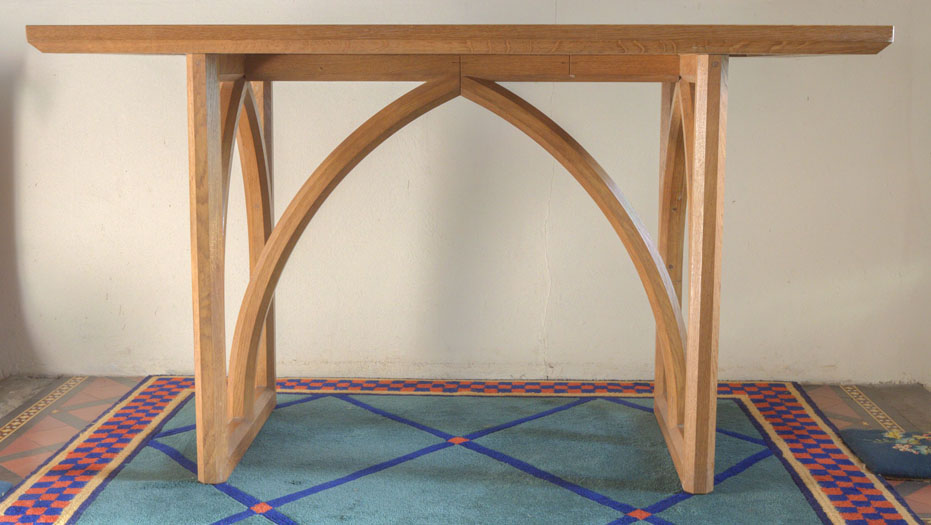 An especially commissioned English oak altar table