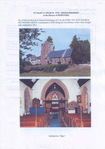 Example Report Page for Foy Church